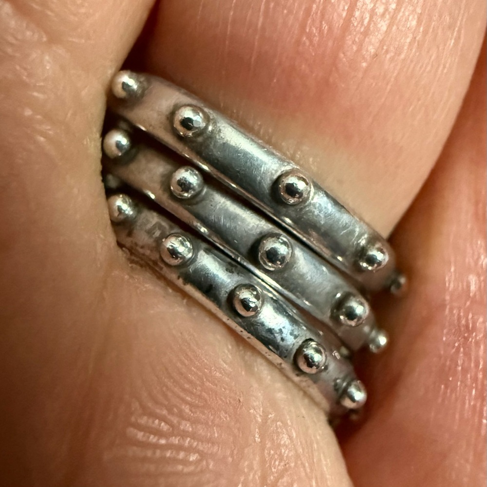 Stackable Silver Ring Set with Blue Topaz, Citrine, and Garnet - Picture 5 of 6